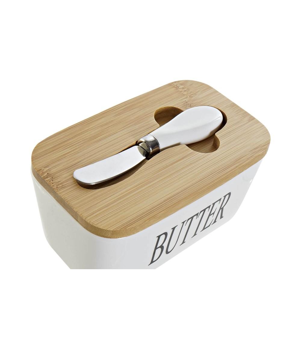 Dcasa Mantequillera De Porcelana Con Cuchillo Untador Y Tapa Bambu Recipiente Para Mantequilla De Alta Calidad