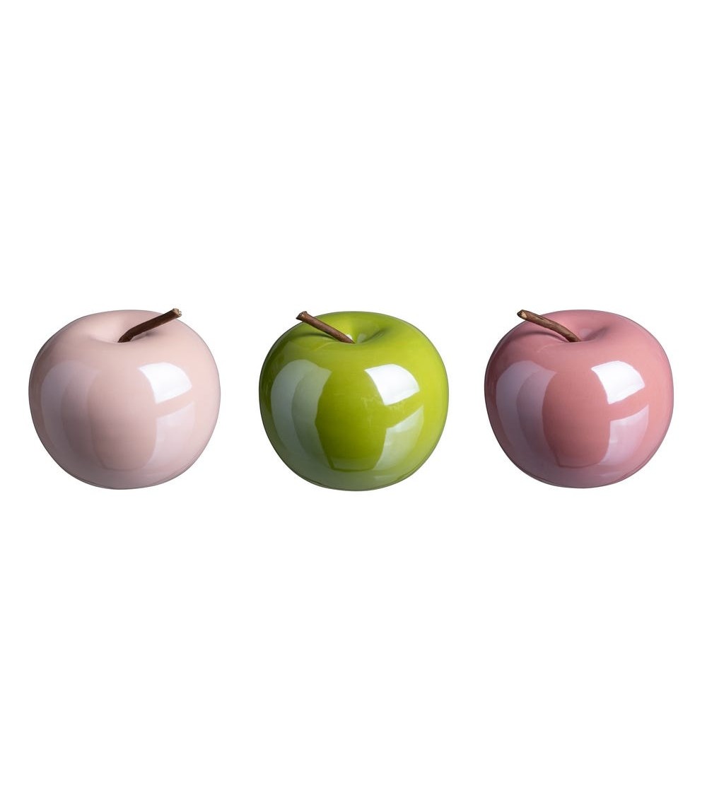 Dcasa Manzana ceramica colores decorativa sobremesa "Set 3 pieza" 7 5 cm