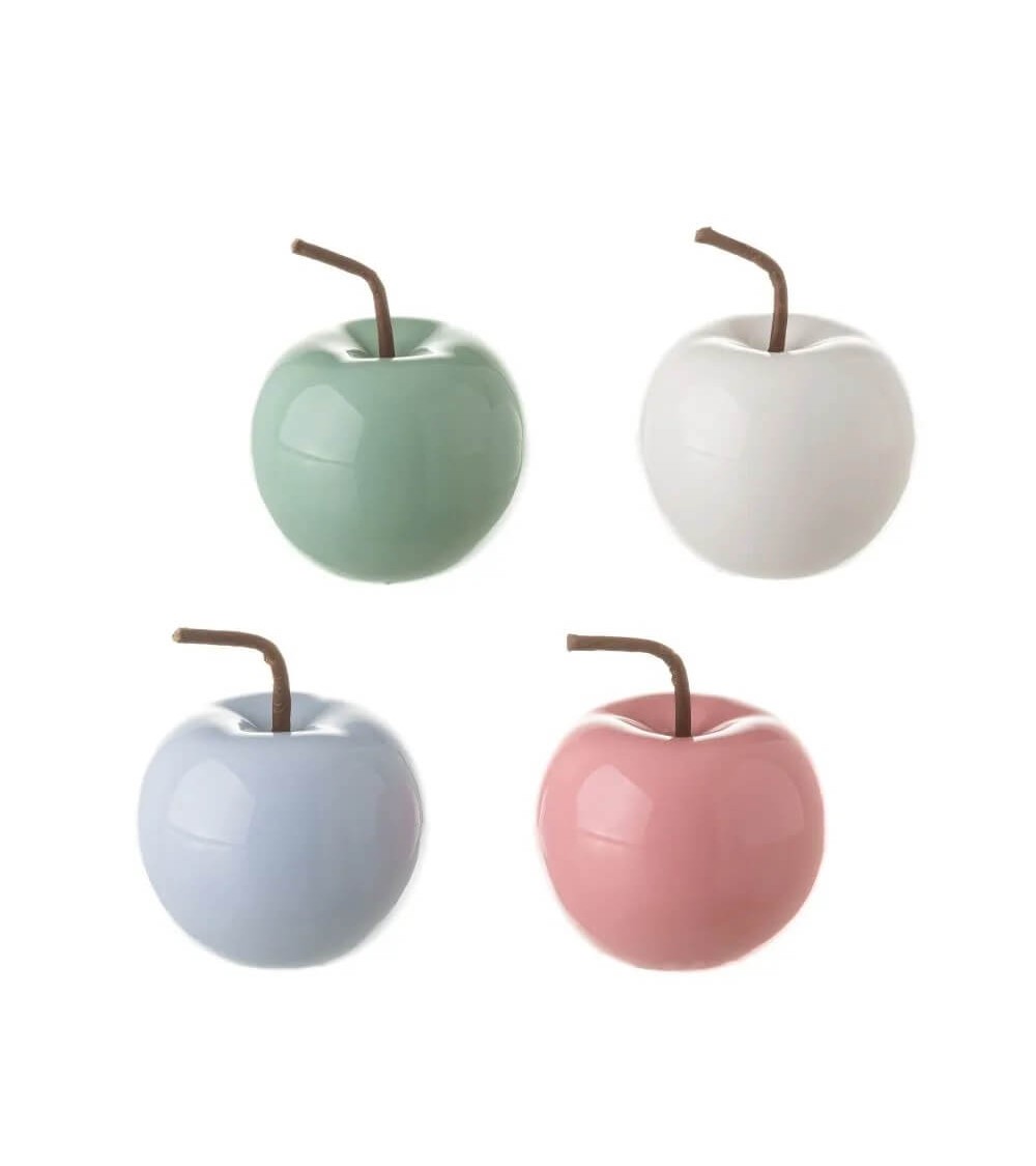 Dcasa Manzana ceramica colores decorativa sobremesa "Set 4 pieza" 8 cm