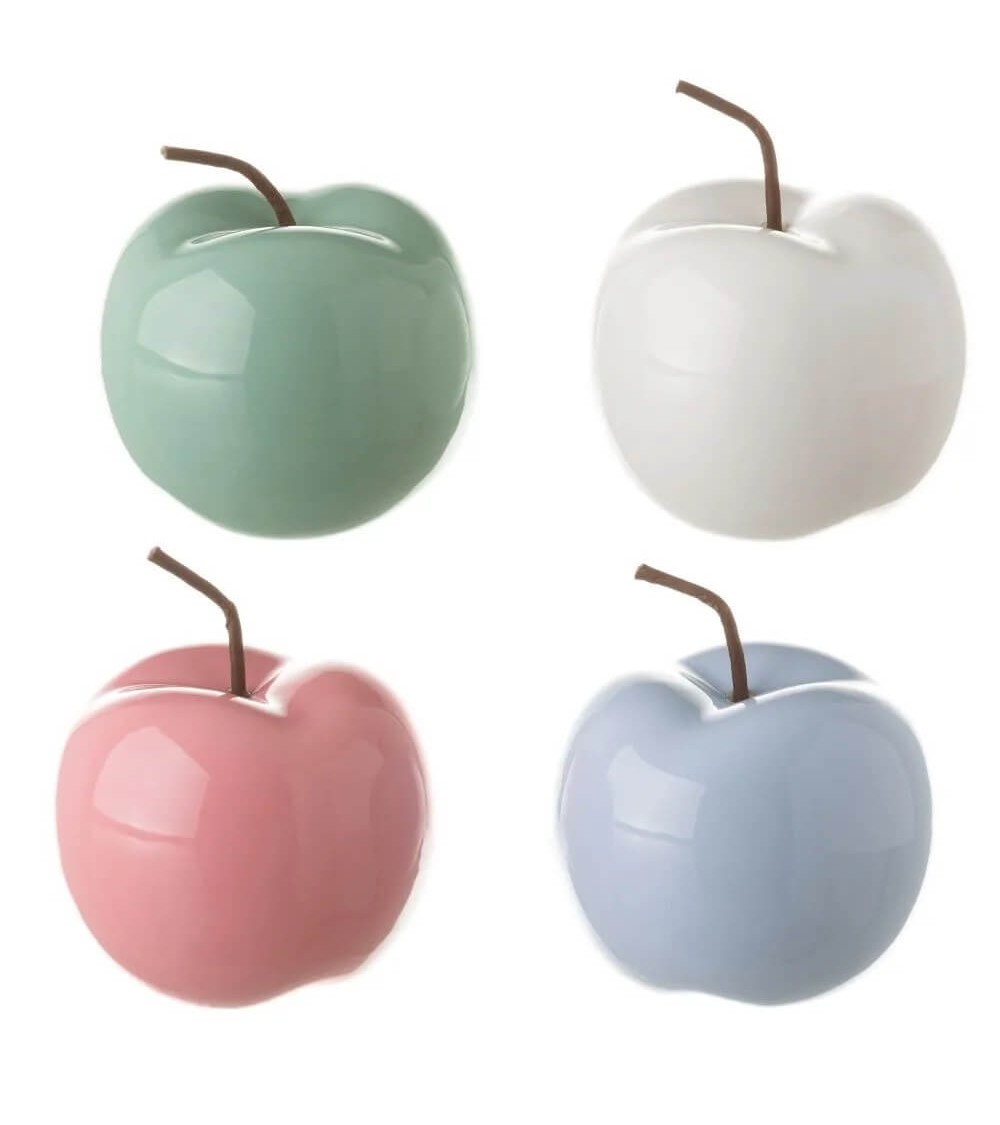 Dcasa Manzana ceramica colores decorativa sobremesa "Set 4 pieza" 10 cm