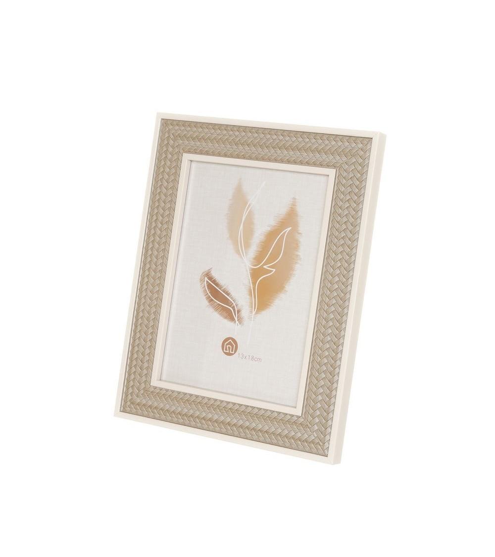 Dcasa Marco de fotos cenefa gris de plástico con cristal para foto de 13x18 cm