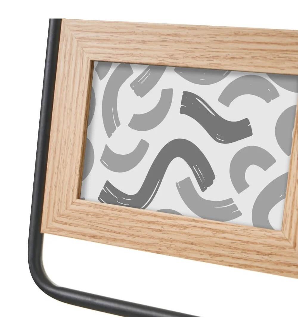 Dcasa Marco De Fotos Doble De Madera Y Metal Natural Para Foto De 10x15 Cm