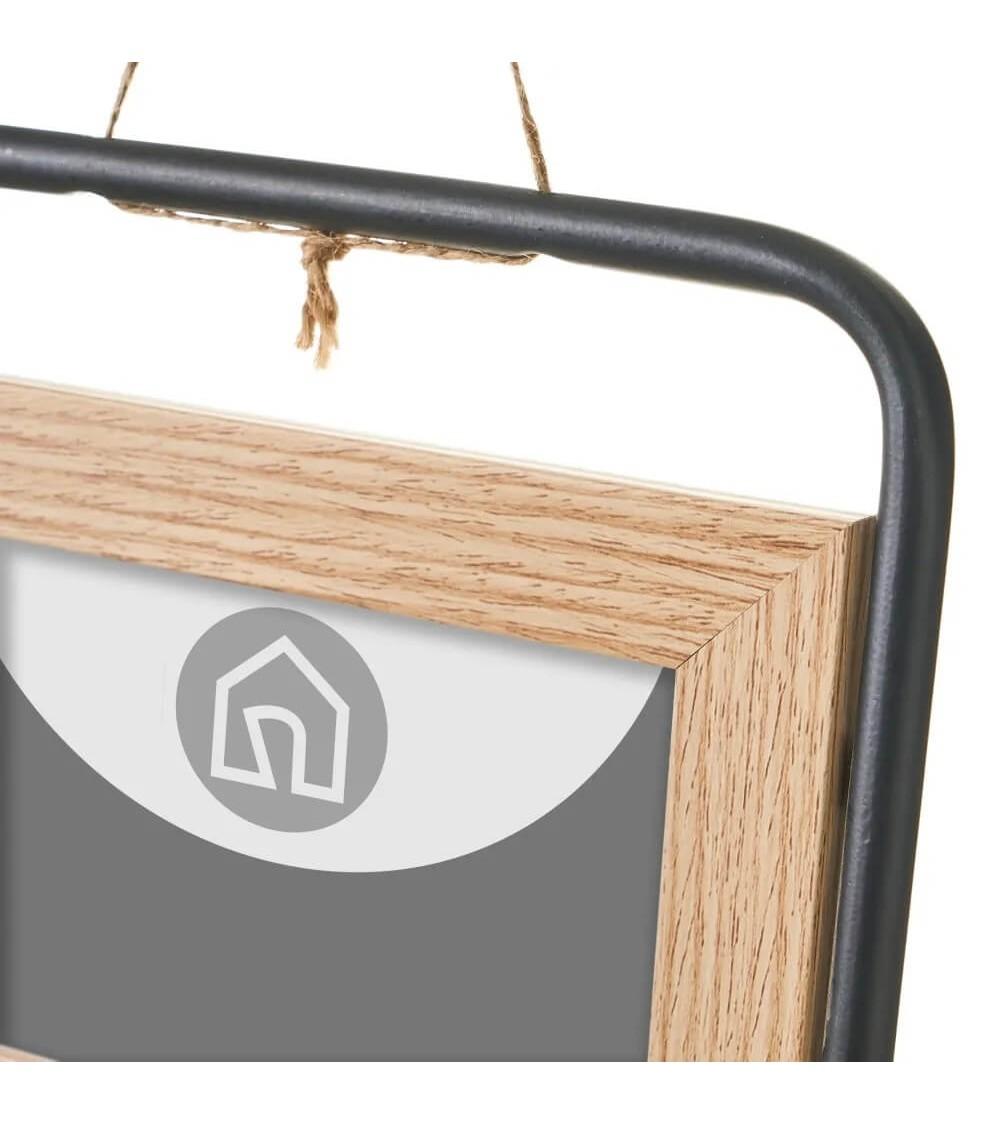 Dcasa Marco De Fotos Doble De Madera Y Metal Natural Para Foto De 10x15 Cm