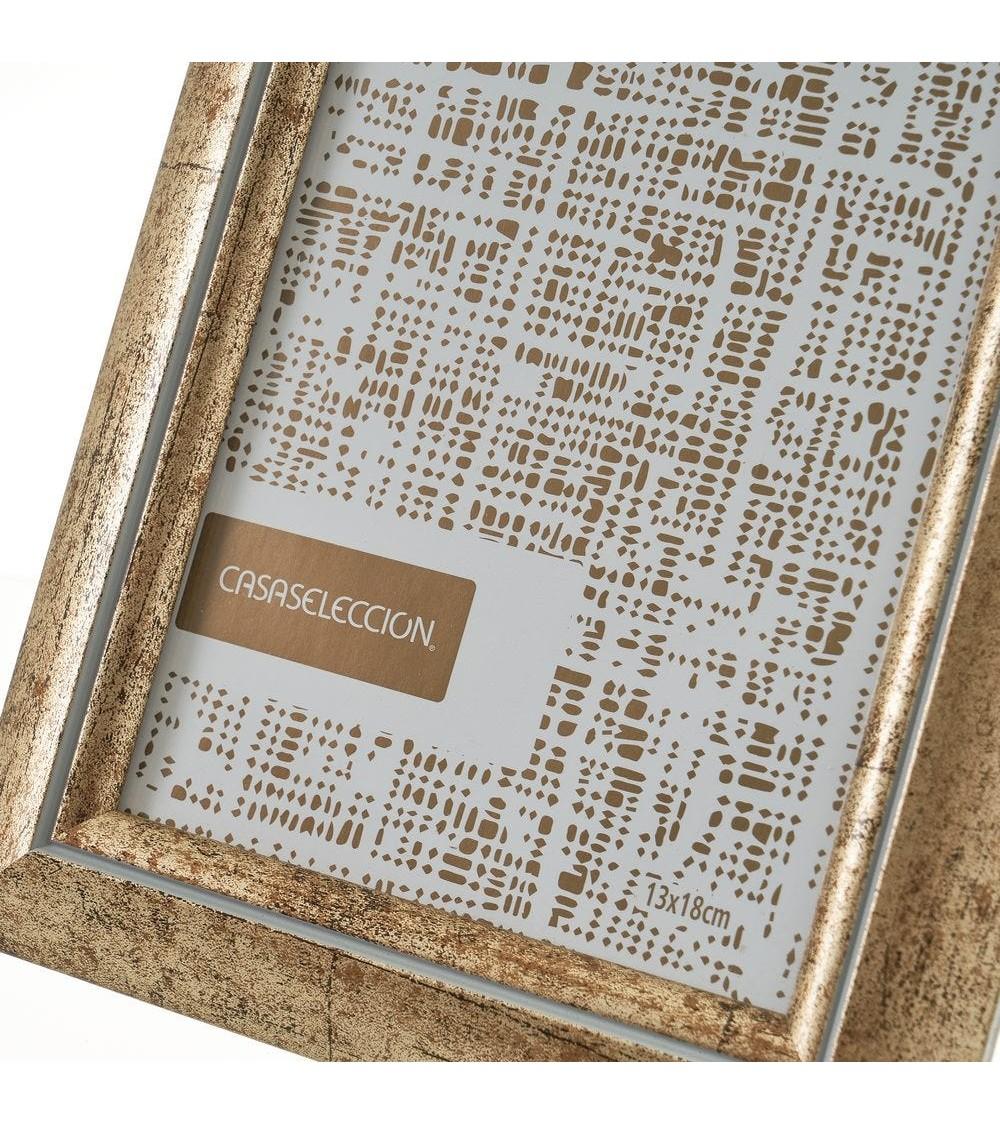 Dcasa Marco De Fotos Envejecido Dorado De Plástico Con Cristal Para Foto De 13x18 Cm