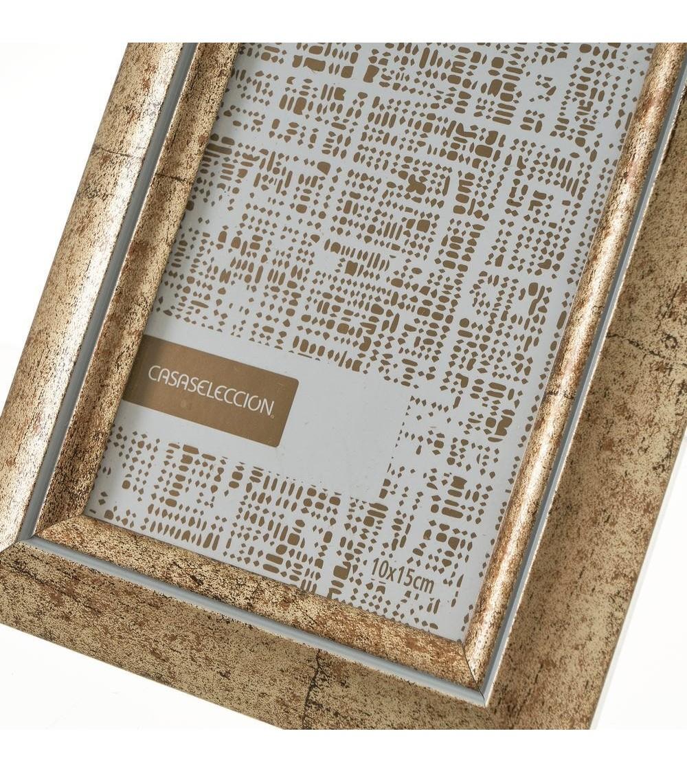 Dcasa Marco De Fotos Envejecido Dorado De Plástico Con Cristal Para Foto De 10x15 Cm
