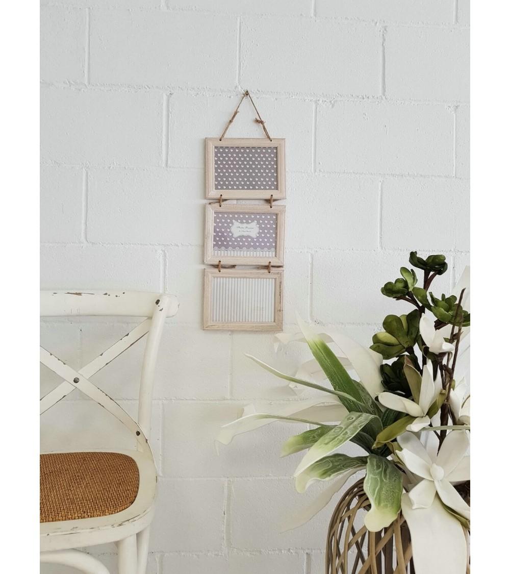 Dcasa Marco De Fotos Multiple Colgante Original De Madera Para 3 Fotos 13x18 Cm