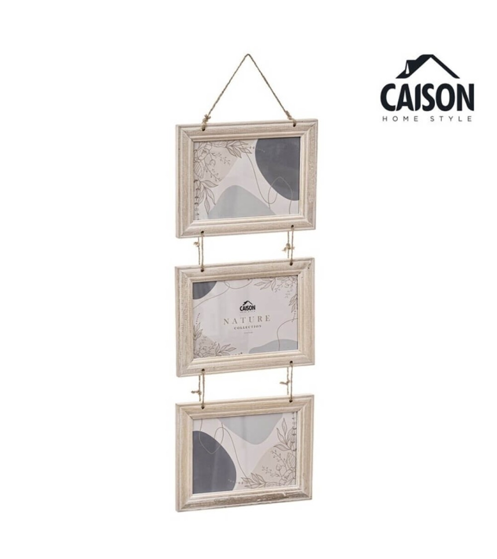 Dcasa Marco de fotos multiple colgante original de madera para 3 fotos 13x18 cm