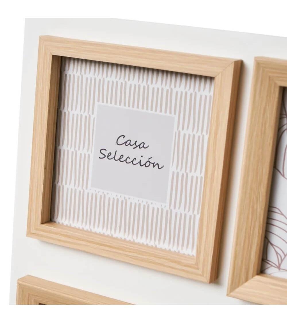 Dcasa Marco De Fotos Múltiple Para 5 Fotos Natural De Madera Y Cristal De 32x2x38 Cm