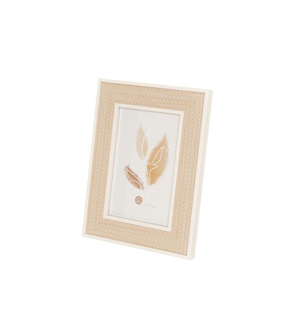 Dcasa Marco de fotos natural cenefa de plástico con cristal para foto de 10x15 cm