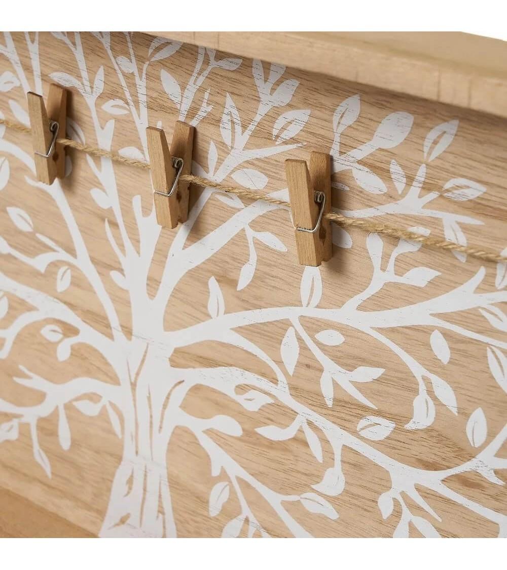 Dcasa Marcos De Fotos Múltiples En Blanco Y Natural De Madera De Paulonia De 60x24 Cm