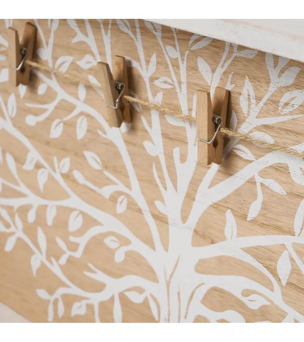 Dcasa Marcos De Fotos Múltiples En Blanco Y Natural De Madera De Paulonia De 60x24 Cm