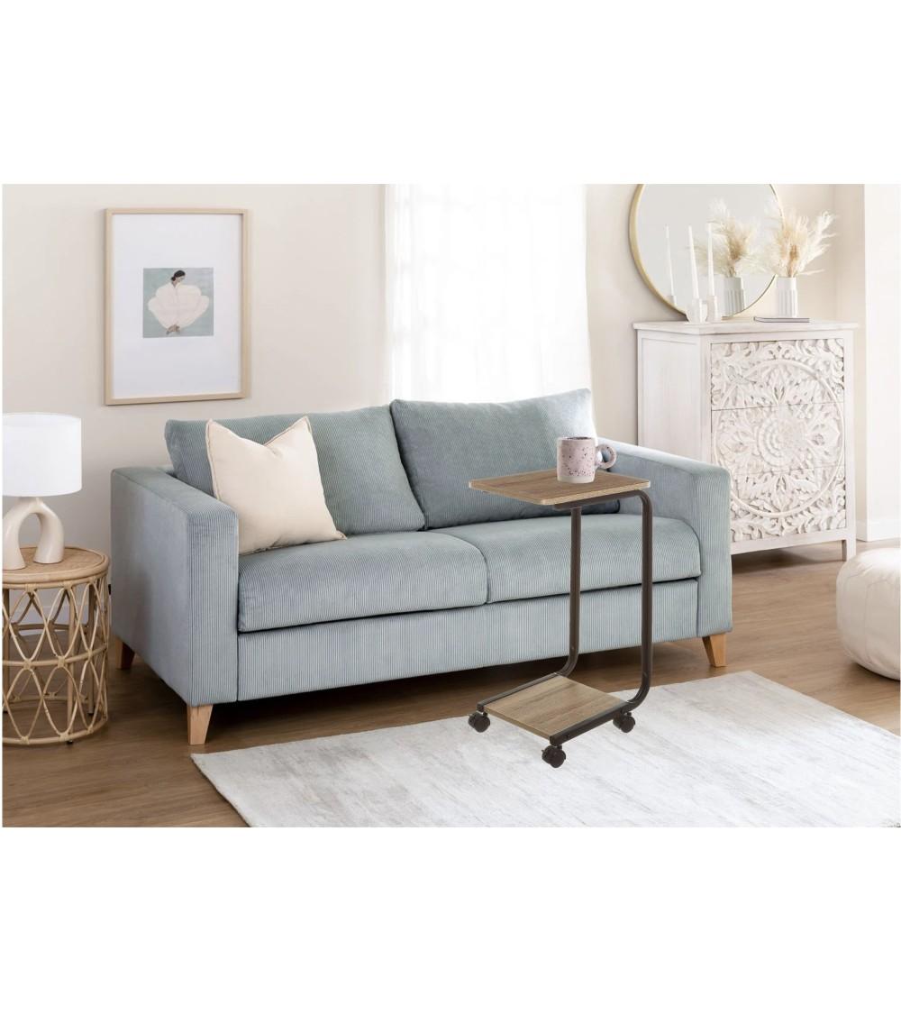 Dcasa Mesita Auxiliar De Metal Negra Con Ruedas De 65x40x27 Cm