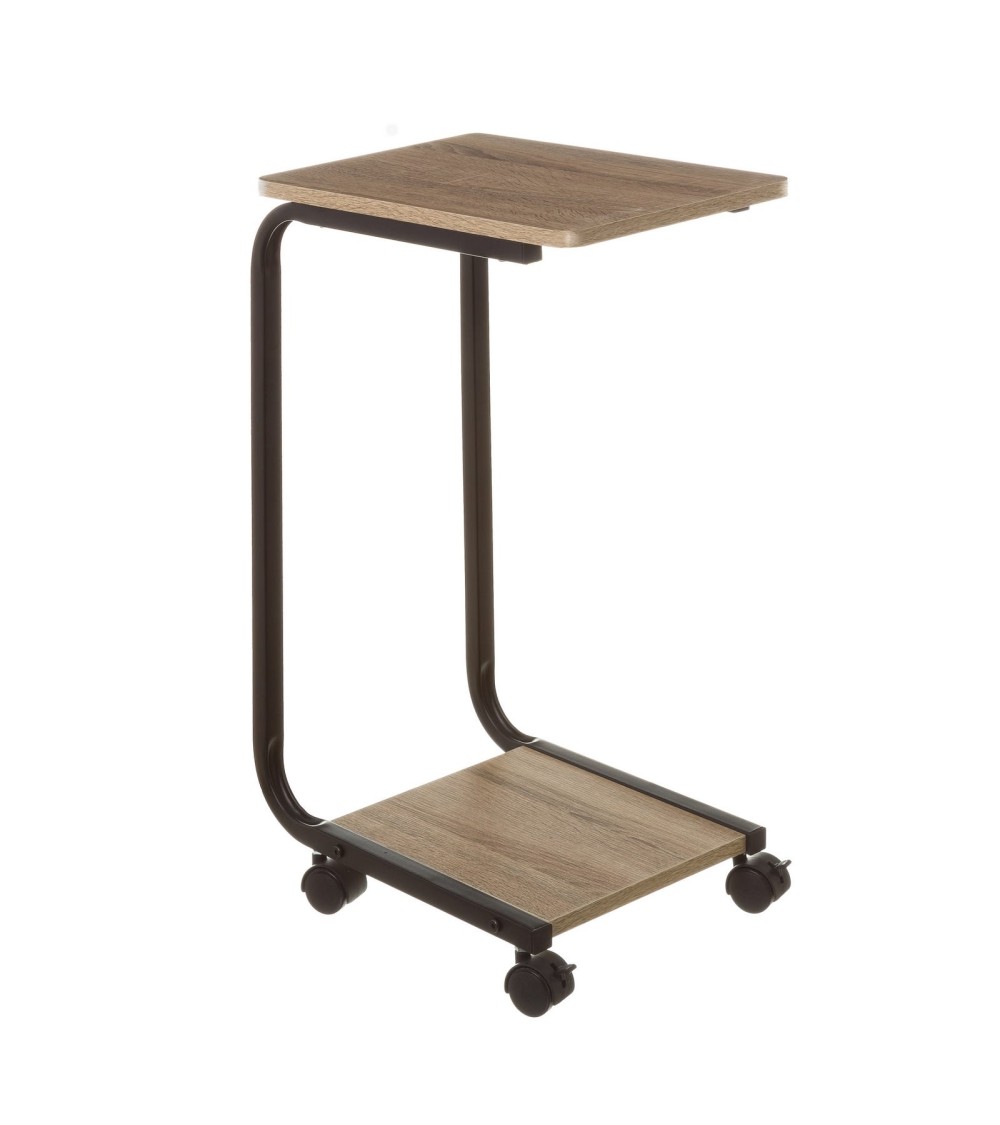 Dcasa Mesita auxiliar de metal negra con ruedas de 65x40x27 cm