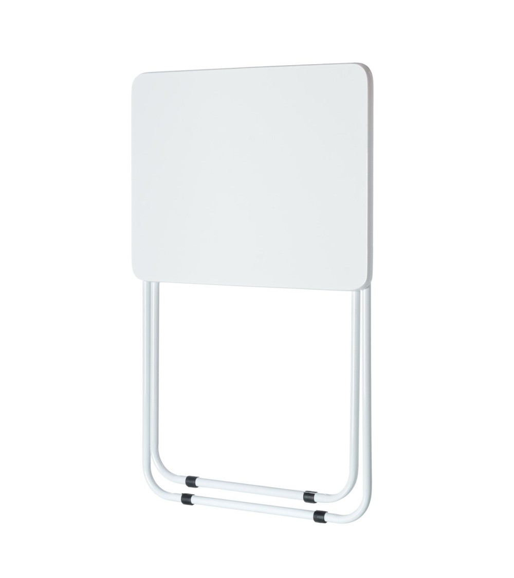 Dcasa Mesita Auxiliar Plegable De Metal Y Madera DM Blanca De 48x38x66 Cm