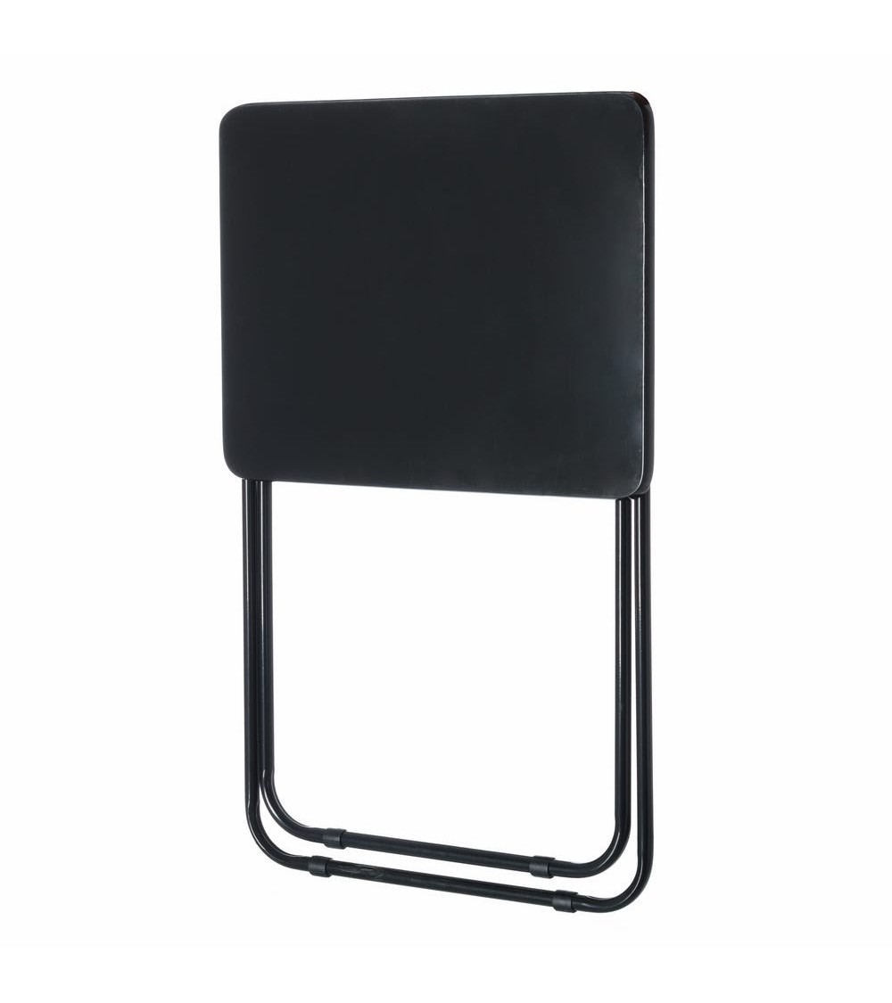 Dcasa Mesita Auxiliar Plegable De Metal Y Madera DM Negra De 48x38x66 Cm