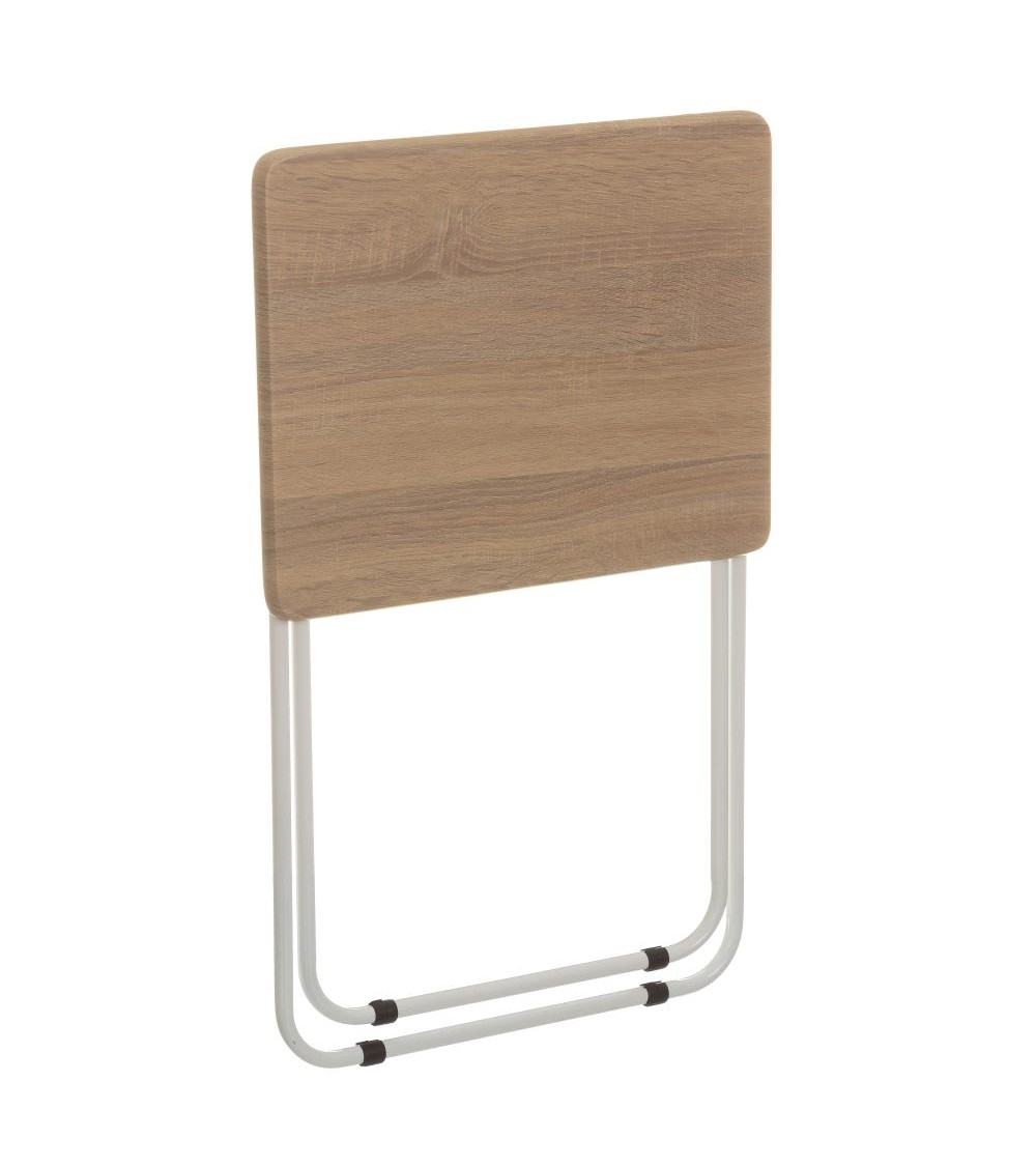 Dcasa Mesita Auxiliar Plegable De Metal Y Madera DM Roble De 48x38x66 Cm