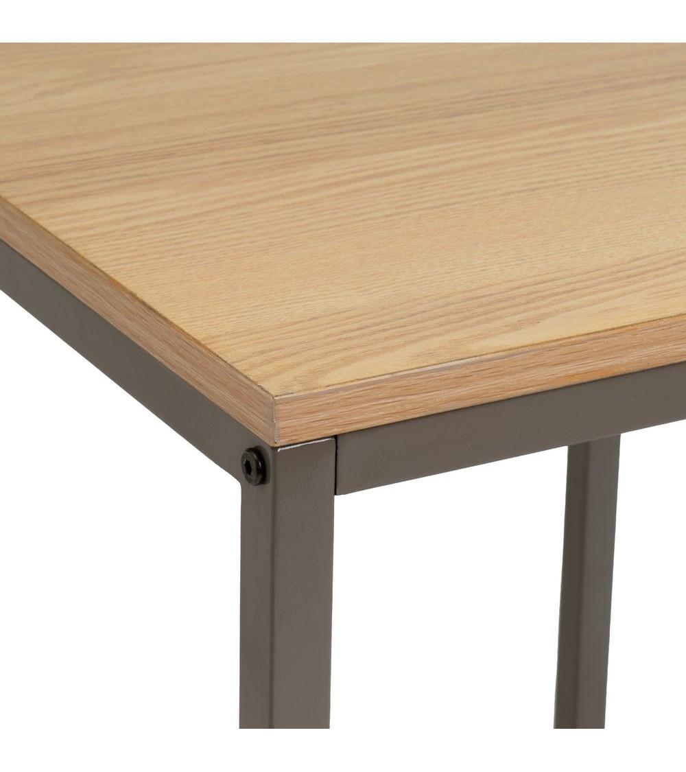 Dcasa Mesita Cubo De Metal Y Madera Natural De 40x40x50 Cm