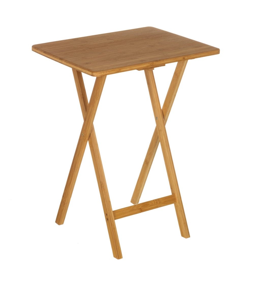 Dcasa Mesita plegable de bambú marrón nórdica de 49x37x65 cm