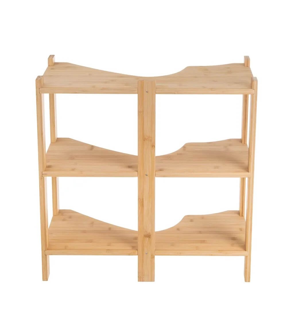 Dcasa Mueble Bajo Lavabo Pie Con 3 Estantes De Bambú Natural De 60x30x60 Cm