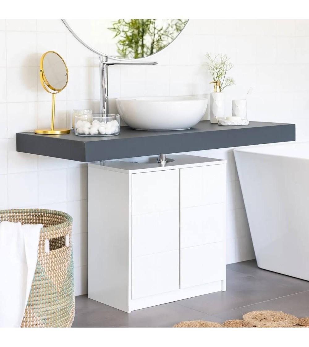 Dcasa Mueble Bajo Lavabo Pie De Madera MDF Blanco De 56x30x60 Cm