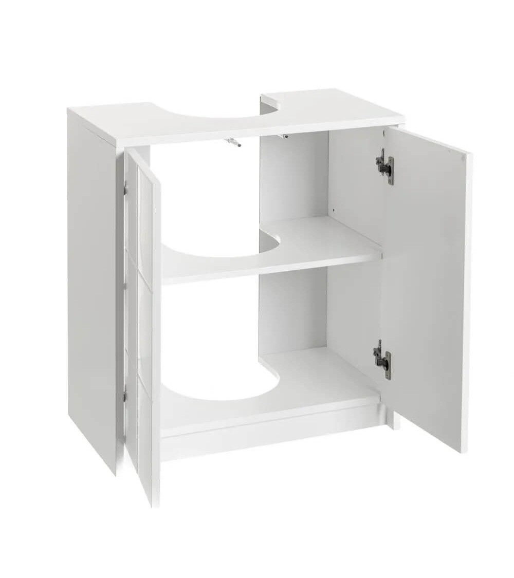 Dcasa Mueble Bajo Lavabo Pie De Madera MDF Blanco De 56x30x60 Cm