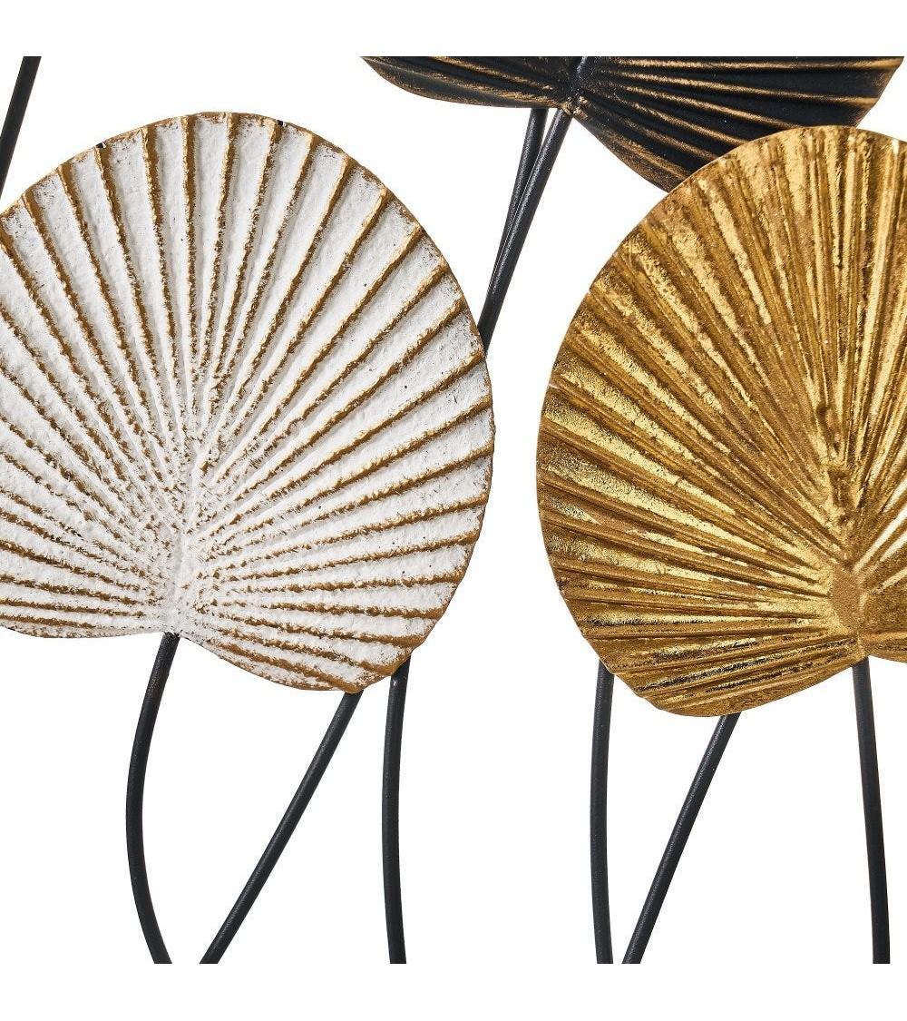 Dcasa Mural De Hojas De Hierro Negro Y Dorado De 100x60 Cm