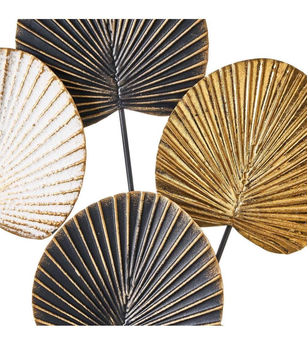 Dcasa Mural De Hojas De Hierro Negro Y Dorado De 100x60 Cm