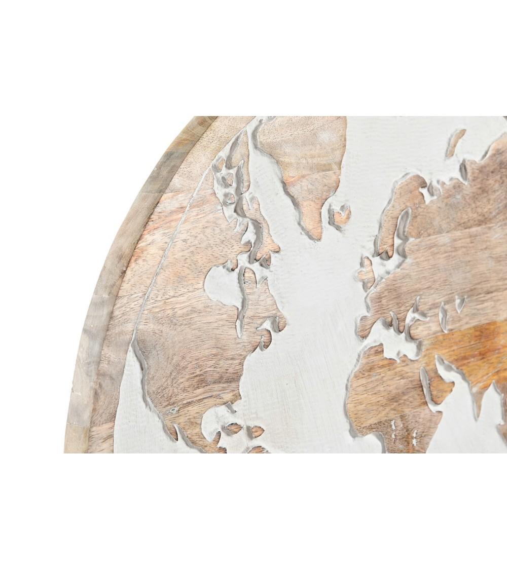 Dcasa Mural De Pared Decorativo Mapamundo De Madera Mango Tallado Natural De 40x40 Cm
