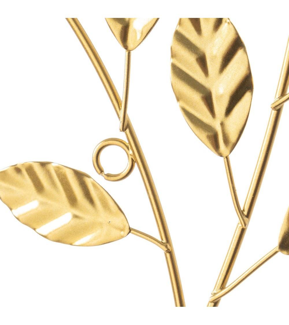 Dcasa Mural De Pared Hojas Metal Dorado De 60x20 Cm