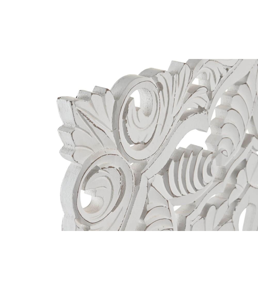 Dcasa Mural Decoracion De Pared Desgatado Madera Tallado Floral Decape Blanco