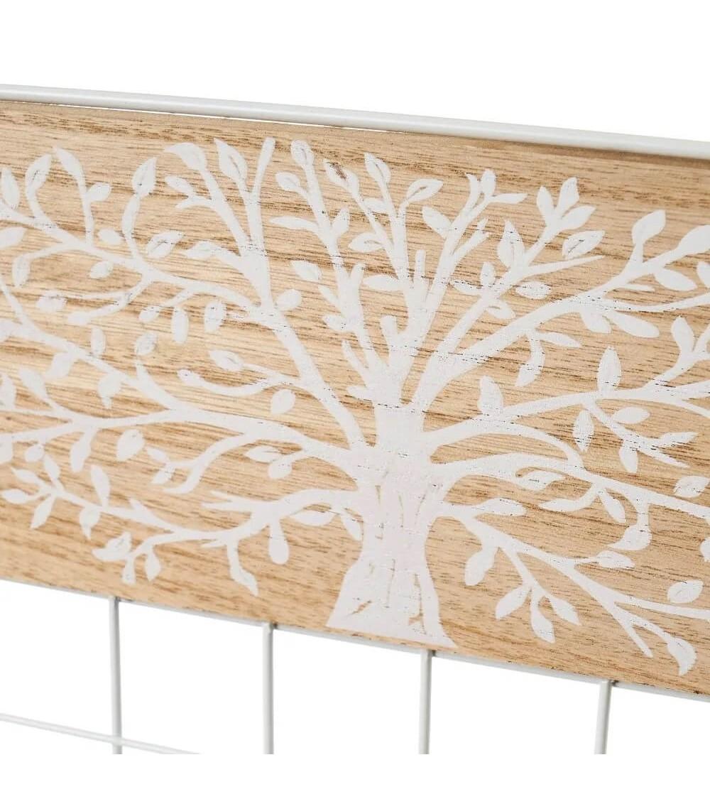 Dcasa Mural Portafotos De Árbol De La Vida Blanco De Metal Y Madera De 35x50 Cm
