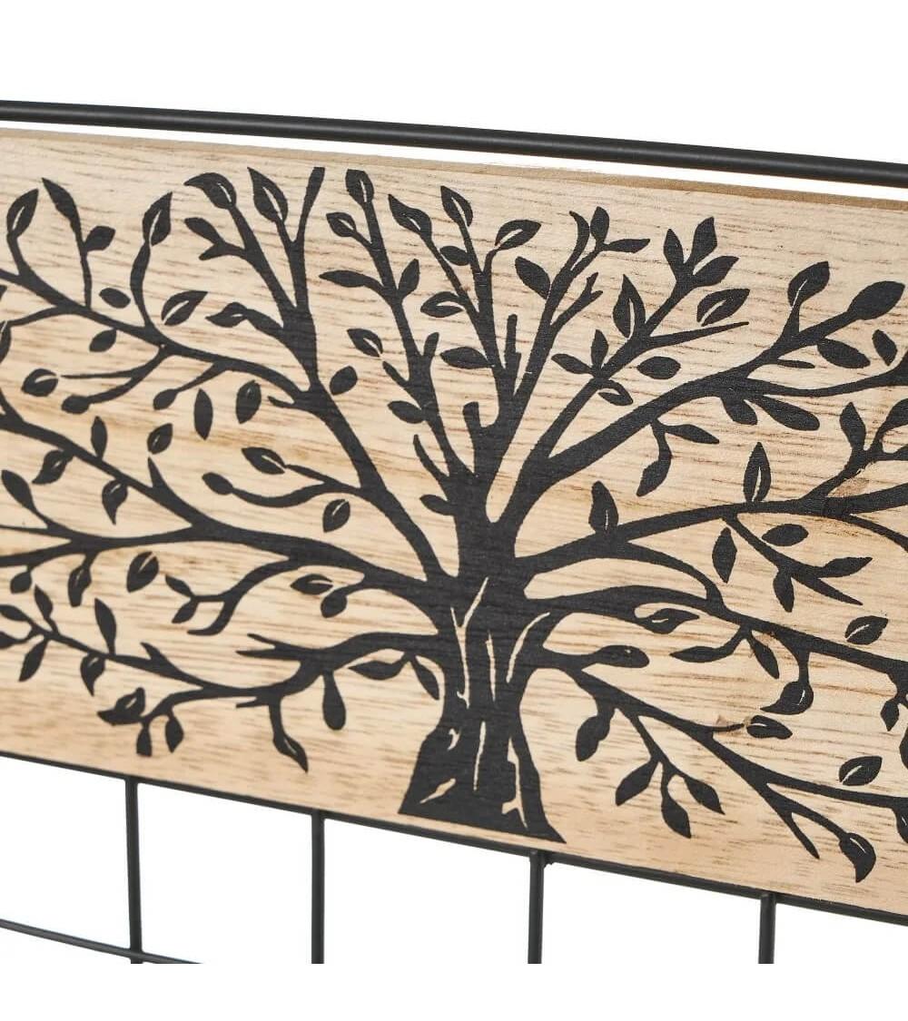 Dcasa Mural Portafotos De Árbol De La Vida Negro De Metal Y Madera De 35x50 Cm