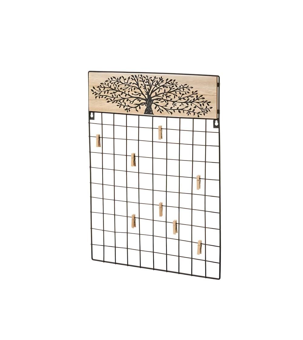 Dcasa Mural portafotos de Árbol de la vida negro de metal y madera de 35x50 cm
