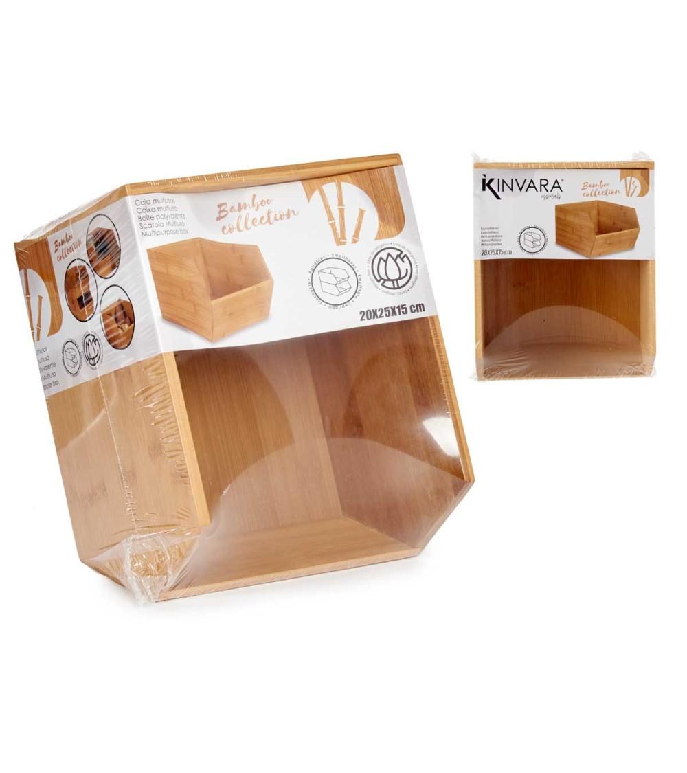 Dcasa Organizador Apilable 100% De Bambu Natural 25x20x15 Cm