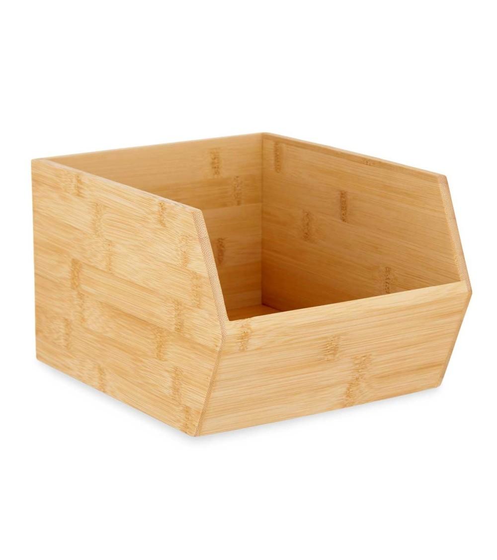 Dcasa Organizador apilable 100% de bambu natural 25x20x15 cm