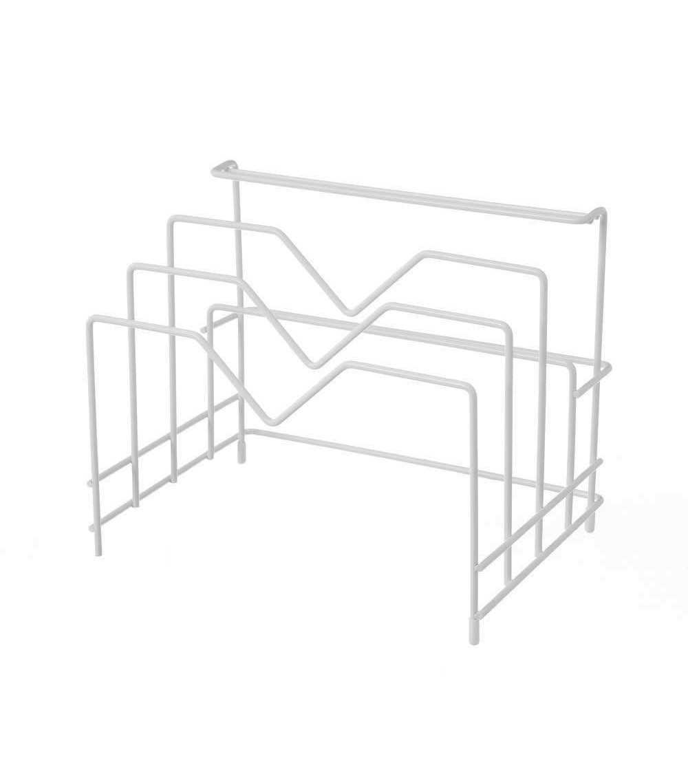 Dcasa Organizador cocina para tapas de metal blanco de 26x19x21 cm