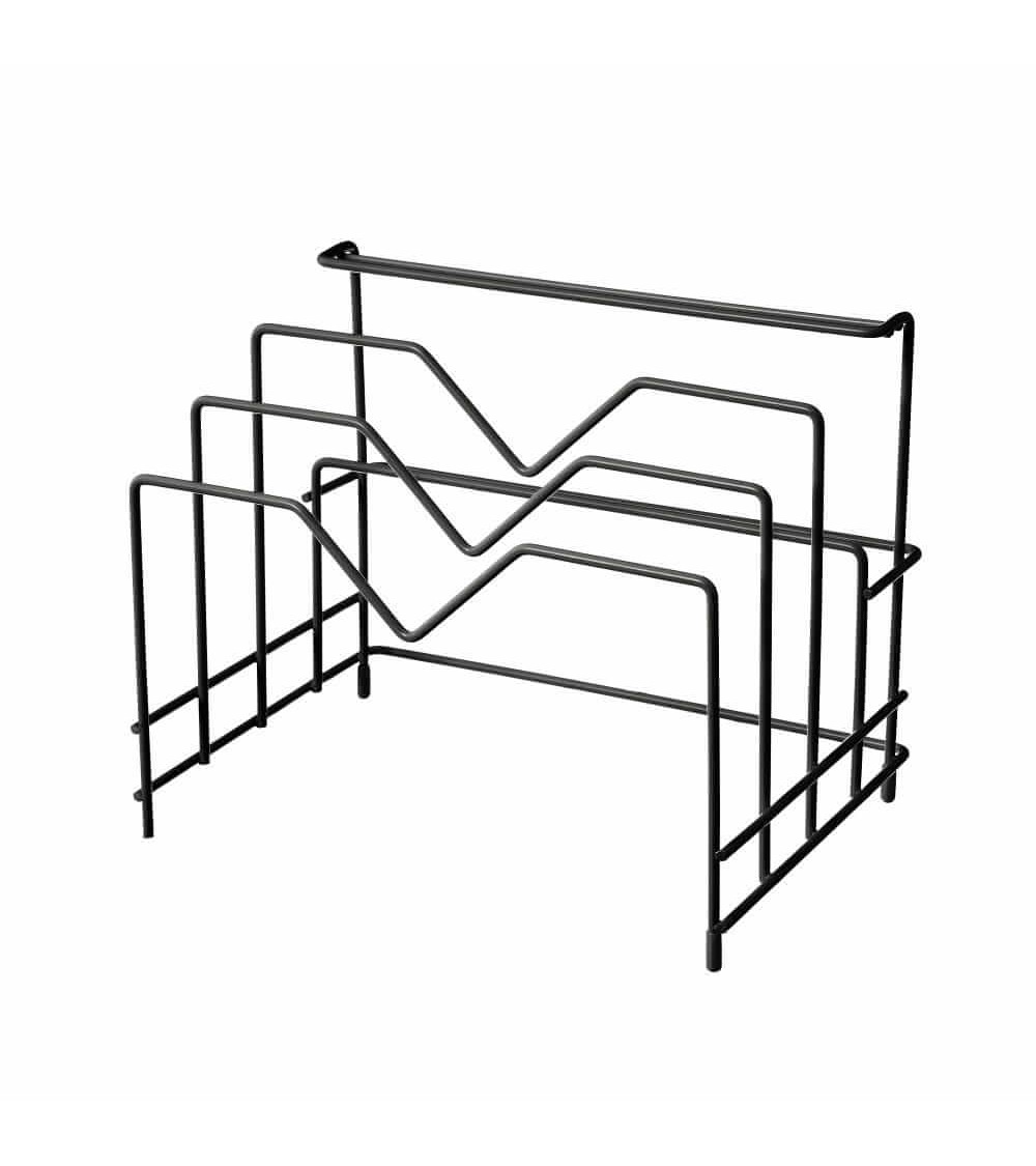 Dcasa Organizador cocina para tapas de metal negro de 26x19x21 cm