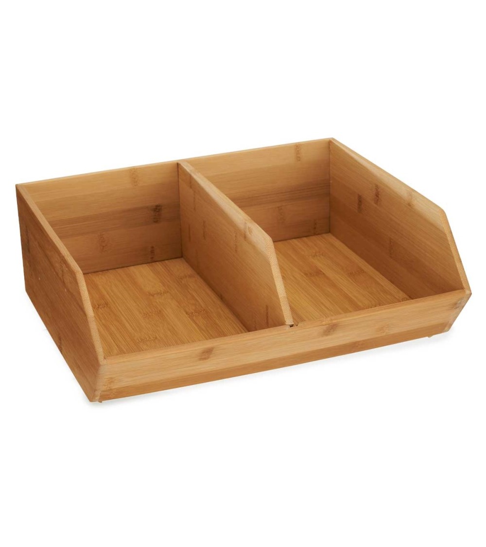 Dcasa Organizador con 2 compartimentos 100% de bambu natural