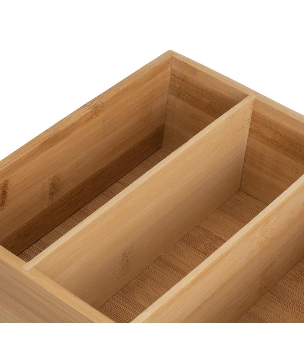 Dcasa Organizador De 4 Compartimentos De Bambú Natural De 27x21x8 Cm