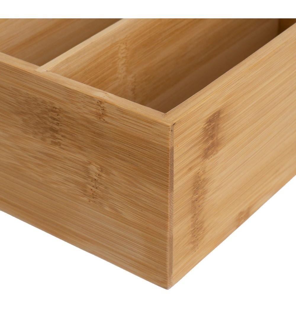 Dcasa Organizador De 4 Compartimentos De Bambú Natural De 27x21x8 Cm
