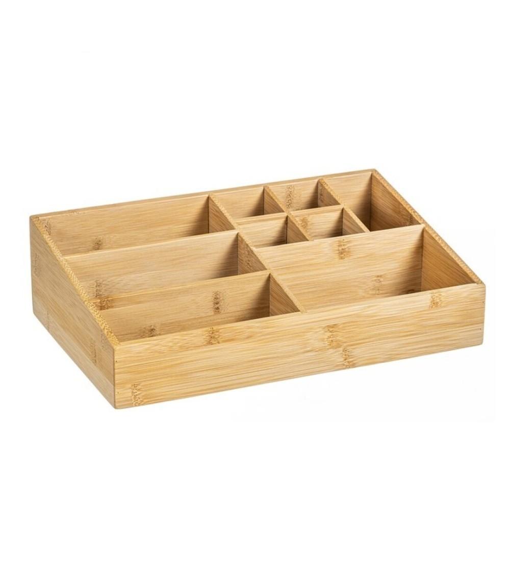 Dcasa Organizador de cosméticos exhibición de almacenamiento de maquillaje de bambú natural