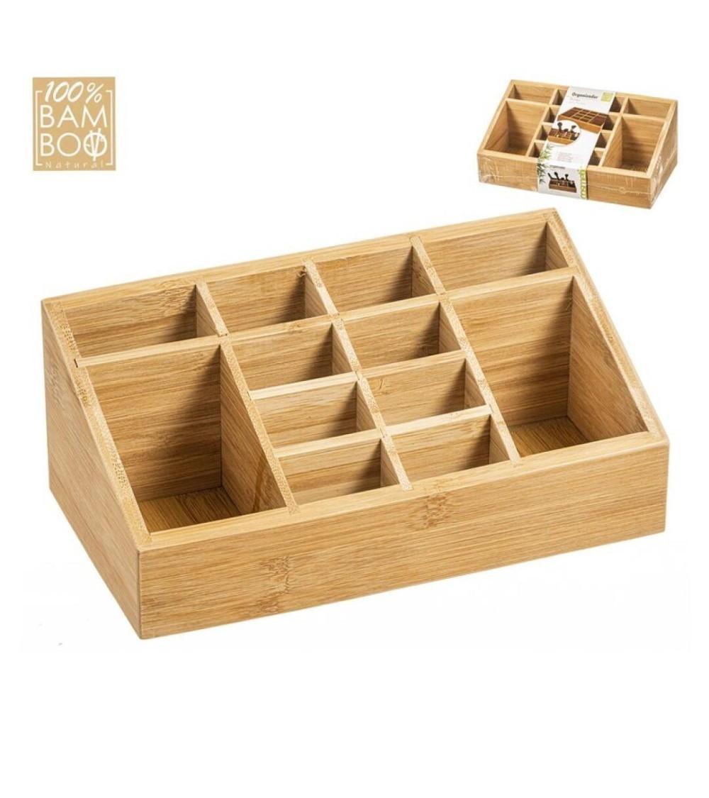 Dcasa Organizador De Cosméticos Exhibición De Almacenamiento De Maquillaje De Bambú Natural