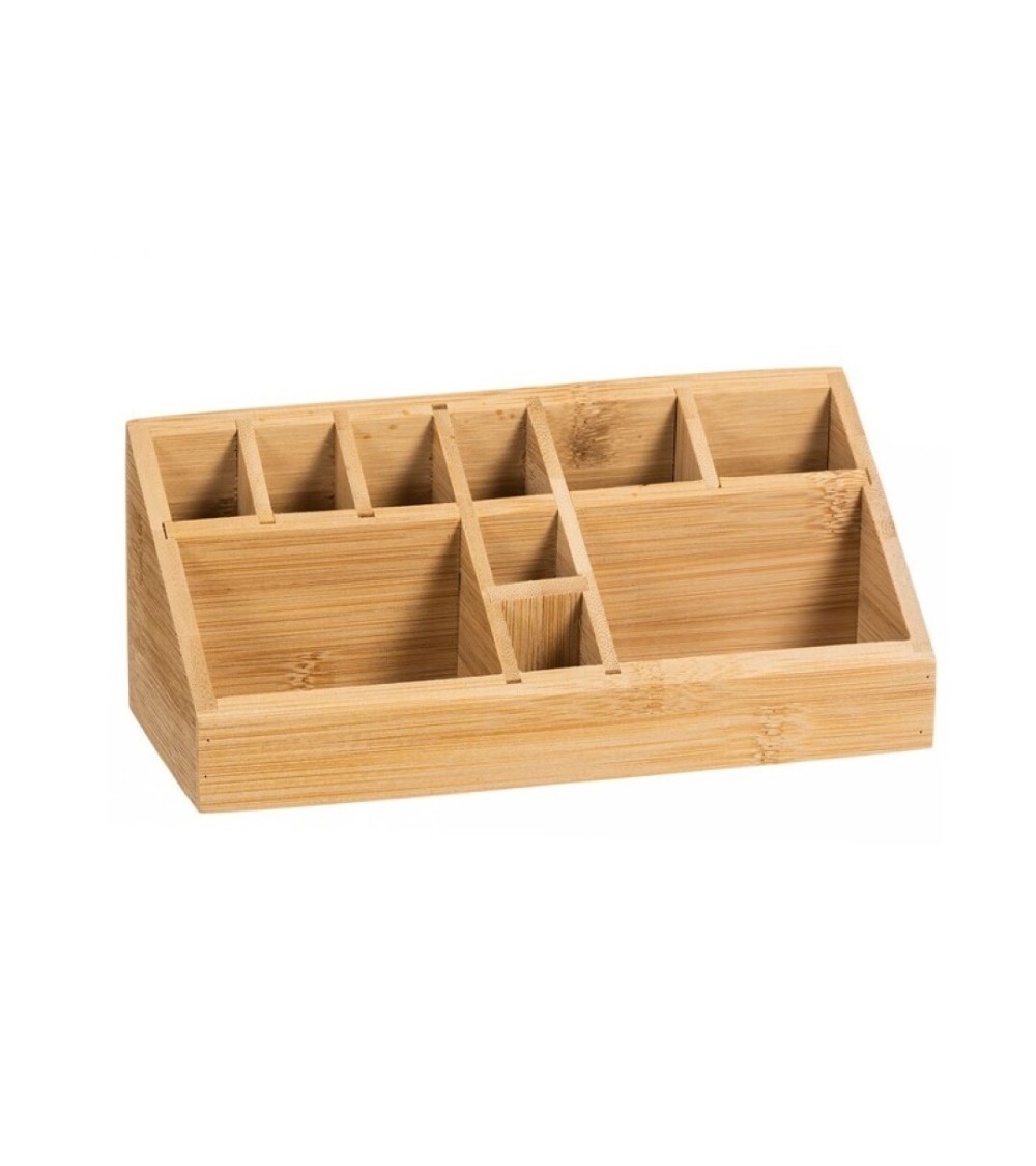 Dcasa Organizador de cosméticos exhibición de almacenamiento de maquillaje de bambú natural