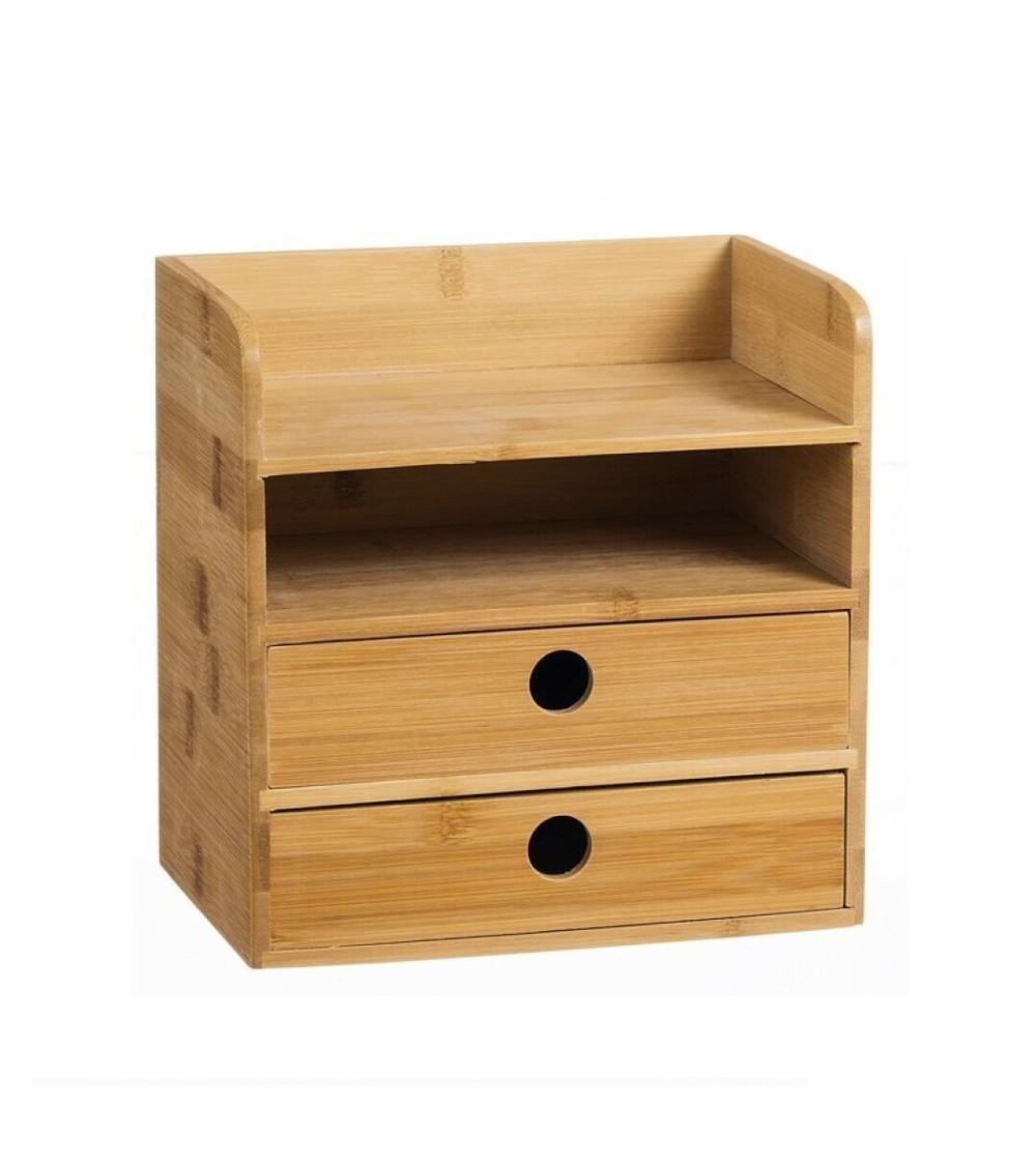 Dcasa Organizador de cosméticos exhibición de almacenamiento de maquillaje de bambú natural