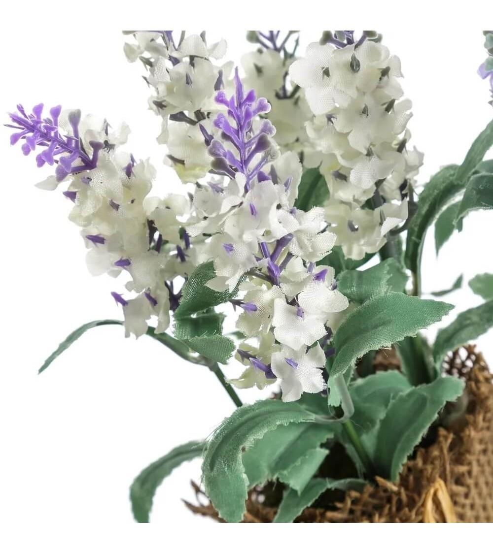 Dcasa Pack 3 Plantas Artificial Lavanda Poliester Con Tela De Saco