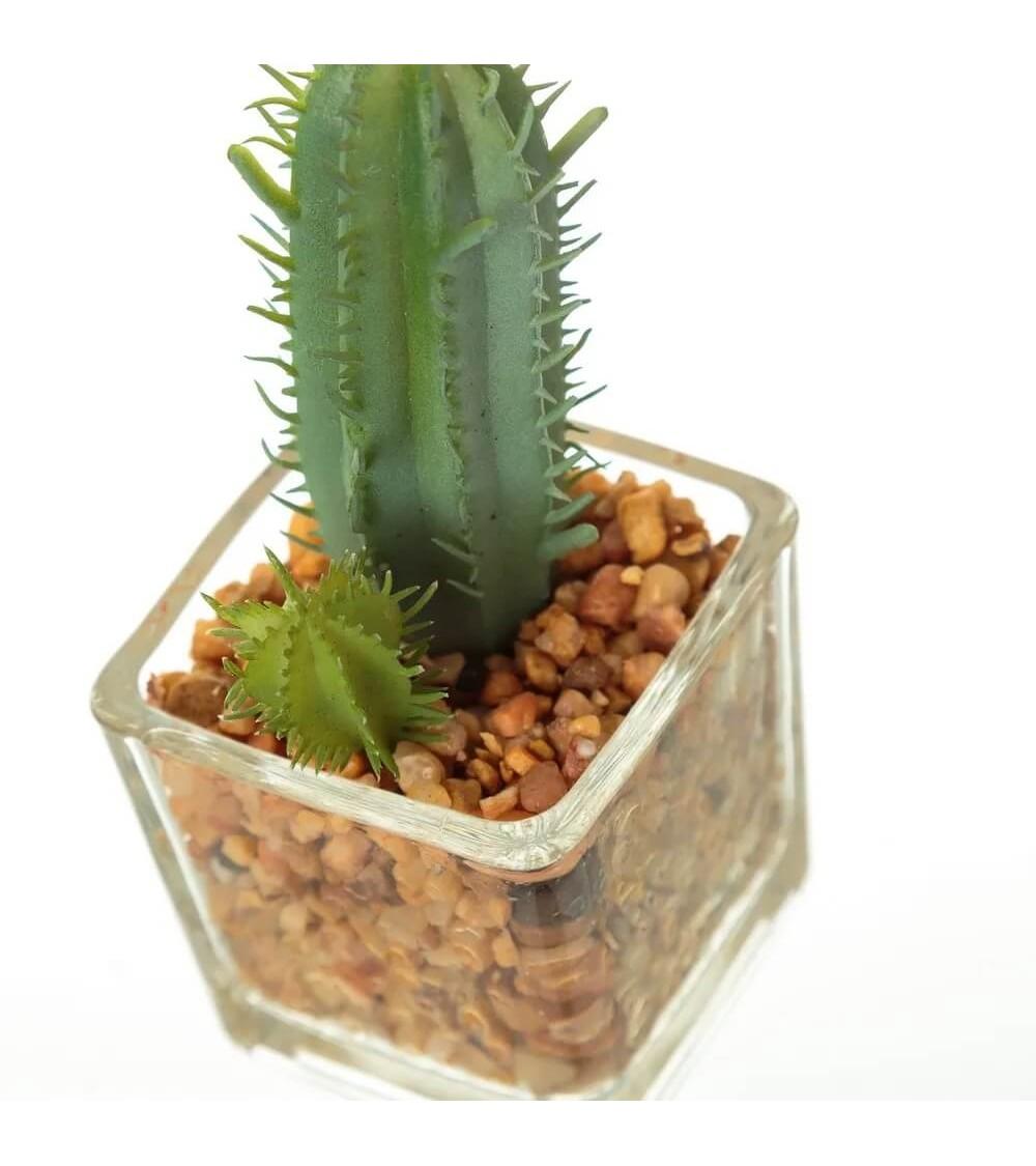 Dcasa Pack 6 Cactus Artificial Plástico En Maceta De Cristal