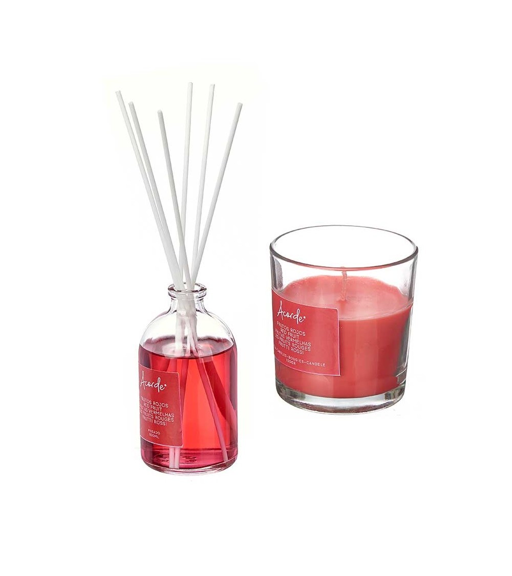 Dcasa Pack de mikado 100ml y vela de 30 horas de frutos rojos