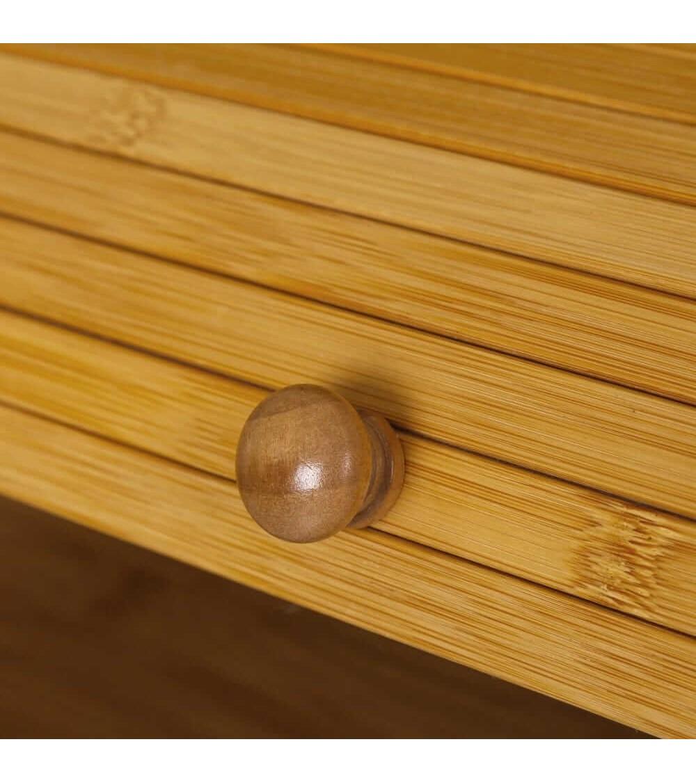 Dcasa Panera De Bambú Marrón Para Cocina Con Tapa Enrollable