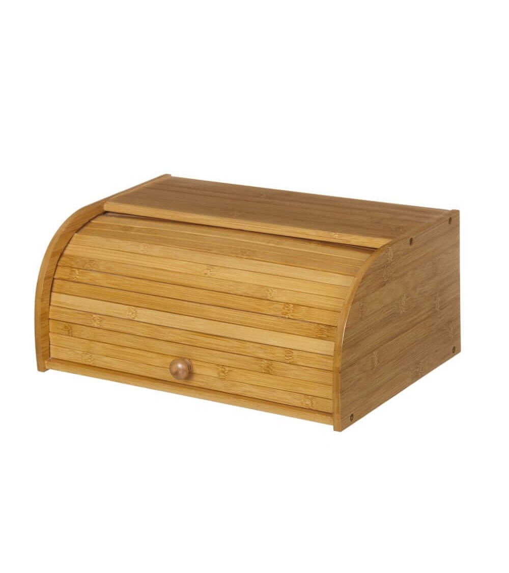 Dcasa Panera de bambú marrón para cocina con tapa enrollable
