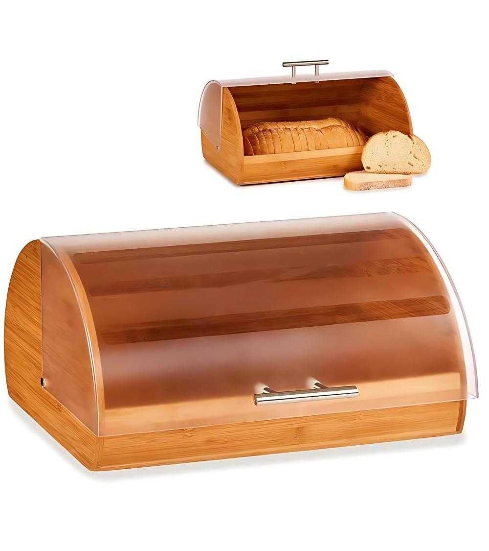 Dcasa Panera de bambú natural con tapa abatible de 38x24 5x19 cm